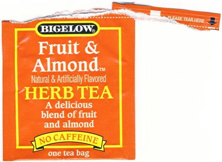 Bigelow's Fruit & Almond Herb Tea package